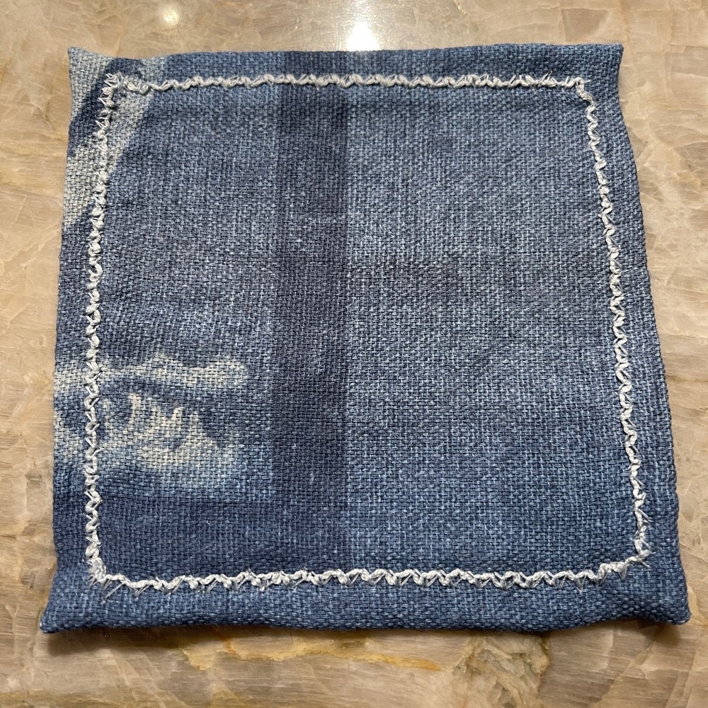 Set of 8 Cloth Napkins, Blue Fabric, 4.75"
